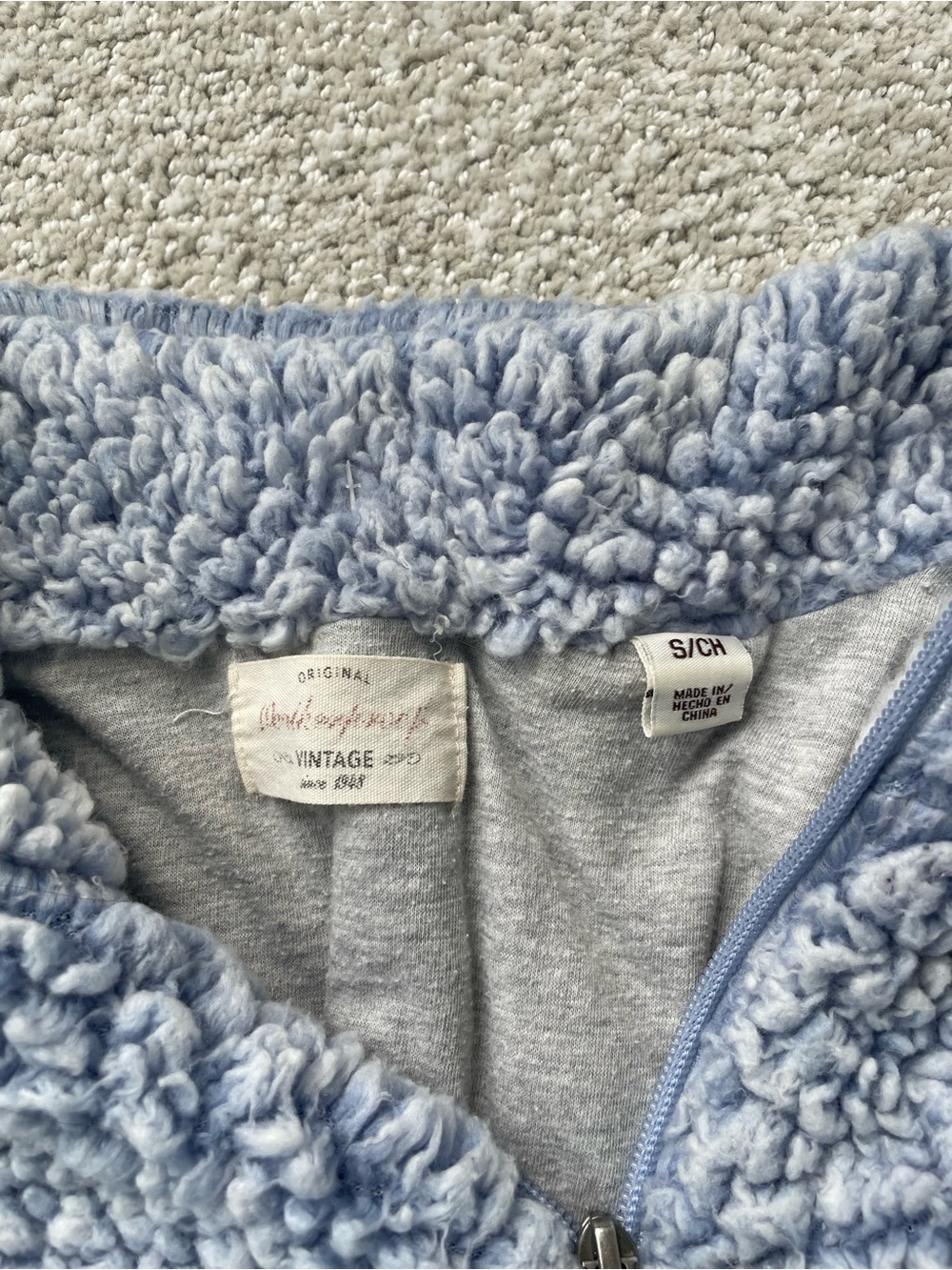 Cozy Plush Quarter-Zip Sherpa Pullover - Light Blue - Picture 3 of 3